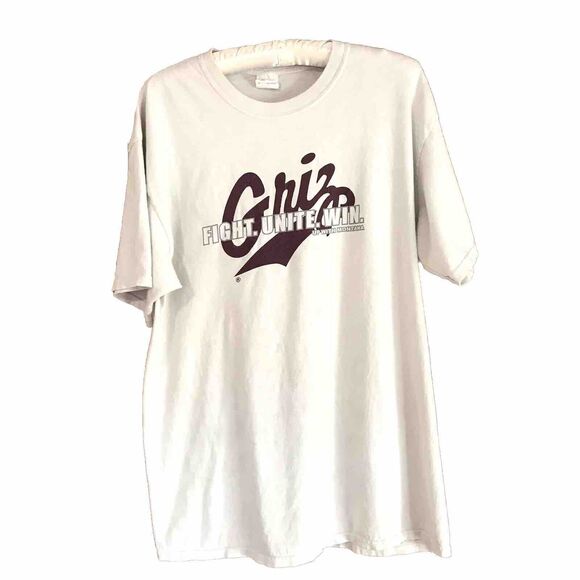 UM University Montana Grizzlies Football T-shirt Tee Men L Fight Unite Win Griz - Picture 1 of 9